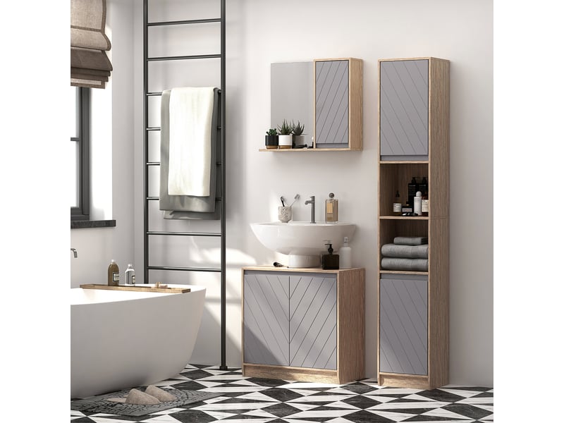  Meuble sous évier en mdf avec découpe pour évier, 2 portes et 2 étagères réglables, 60 x 30 x 60 cm  - Conforama C