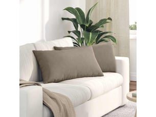 Lot de 2 coussins de canapé, coussins décoratifs tissu taupe 80 x 40 cm cf58967