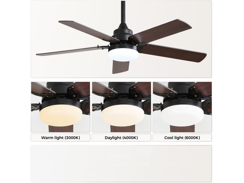 Ventilateur de plafond 106 cm avec led 18 w, télécommande, moteur dc réversible, noir - Conforama R