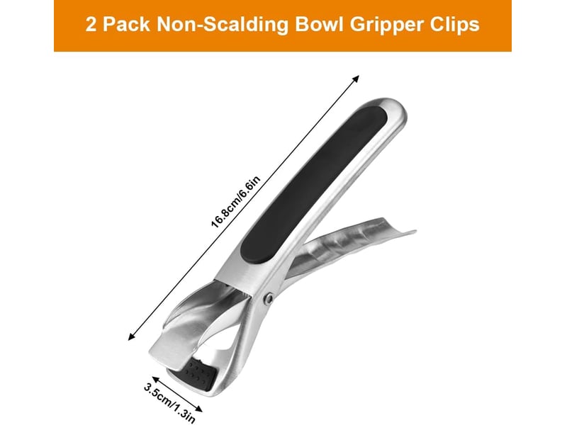  Pinces de préhension pour aliments chauds (lot de 2), antidérapantes, en acier inoxydable, anti-brûlures, pour friteuse à air chaud et bols de cuisine GTR00798 - Conforama B