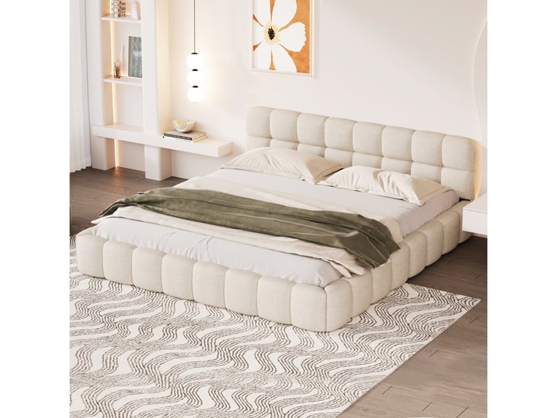  Lit 2 places 160x200 cm - led rgb et usb - 4 tiroirs de rangement - cadre métal et bois  - Conforama D