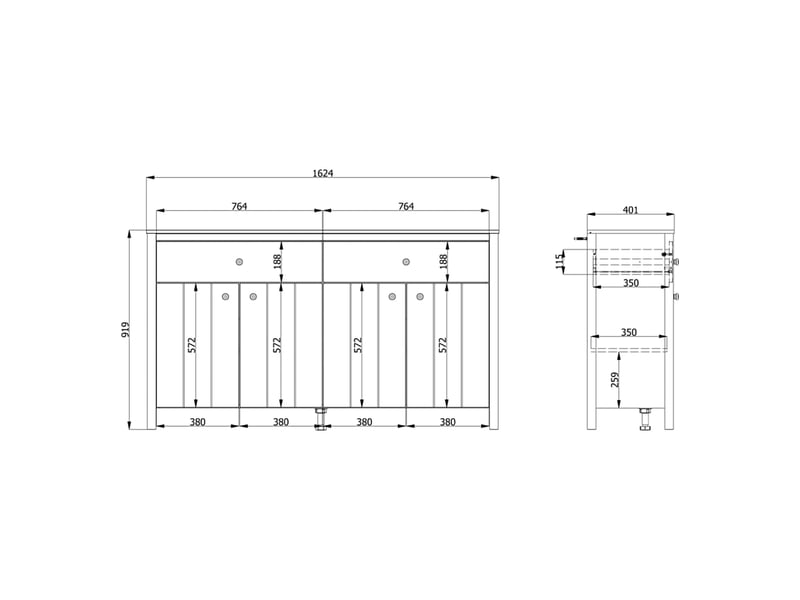  Buffet belve, commode 3 étagères, 163x40x92h cm blanc mat Belve - Conforama C