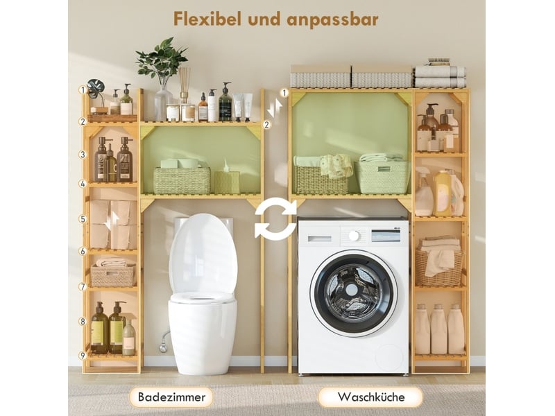  Meuble de rangement pour lave-linge 100x40x157 cm 7 niveaux bois naturel  - Conforama D