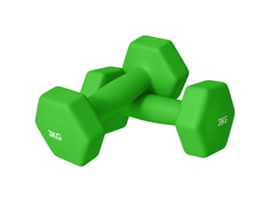 Lot de 2 haltères hexagonales antidérapantes de 3 kg pour la maison et la salle de sport, en métal et plastique, 18 x 8 x 8 cm, vertes