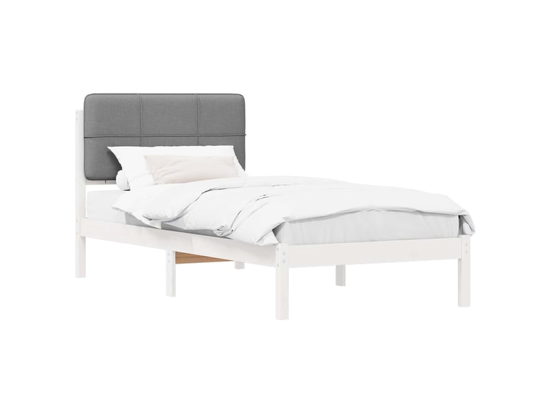  Lit simple- lit adulte -  cadre de lit avec tête de lit rembourrée gris clair 90 x 190 cm  - Conforama A