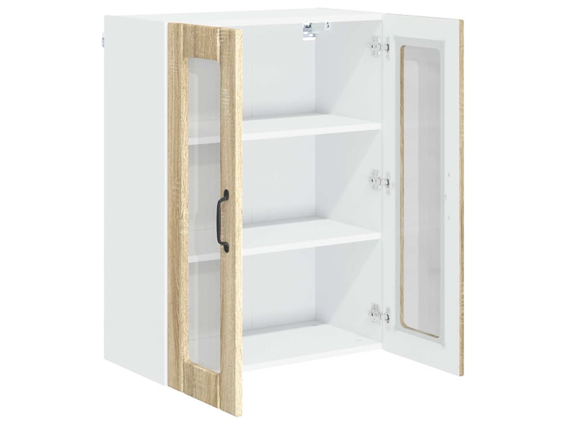  Meuble mural de cuisine, cabinet en verre mural chêne sonoma 60x31x80cm shl7692  - Conforama E
