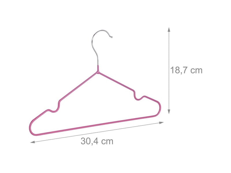  Cintres enfants, lot de 40, cintres bébé décoratifs,  t-shirts, chemises, en fer, revêtement pvc, encoches, 30 cm, rose  - Conforama C