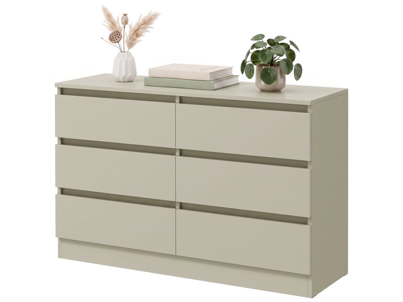  Commode moderne à 6 tiroirs, meuble tv pour téléviseurs jusqu'à 47 pouces, 100 x 35 x 69 cm, marron clair  - Conforama B