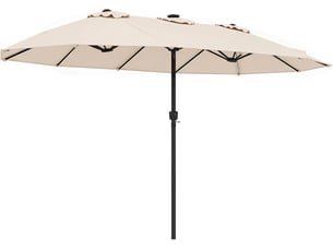 Parasol à 12 baleines (beige, 4,36 x 2,58 m, led, pied non inclus) | parasol rectangulaire avec manivelle, 144 led solaires, 12 modes