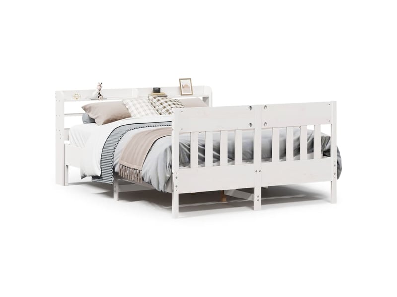  Lit double- lit adulte -  cadre de lit sans matelas blanc 140x200 cm bois de pin massif  - Conforama A