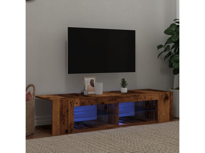  Meuble tv - banc tv - meuble de rangement avec lumières led vieux bois bois d'ingénierie  - Conforama B
