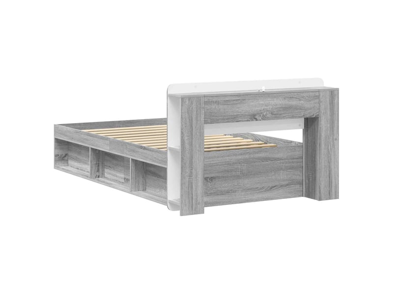  Lit simple- lit adulte -  cadre de lit avec rangement sonoma gris 100 x 200 cm  - Conforama D