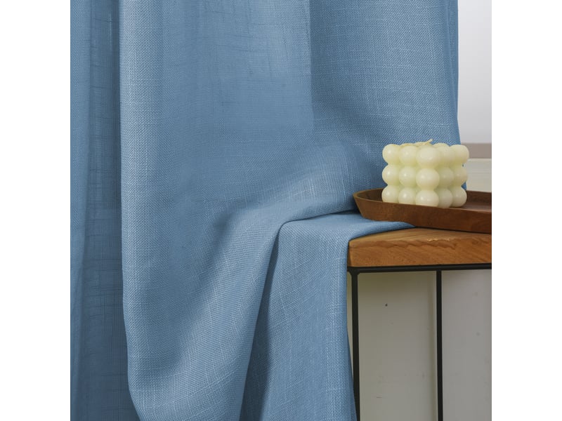 Rideau ajustable 140 x 270 cm + 8 anneaux pinces effet lin evasion bleuet CP-EVASION-BLEUET - Conforama D