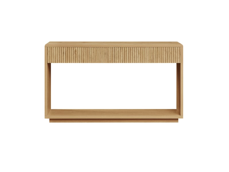  Console d'entrée moderne 150x35x85 cm à 2 tiroirs, coloris chêne clair  - Conforama D