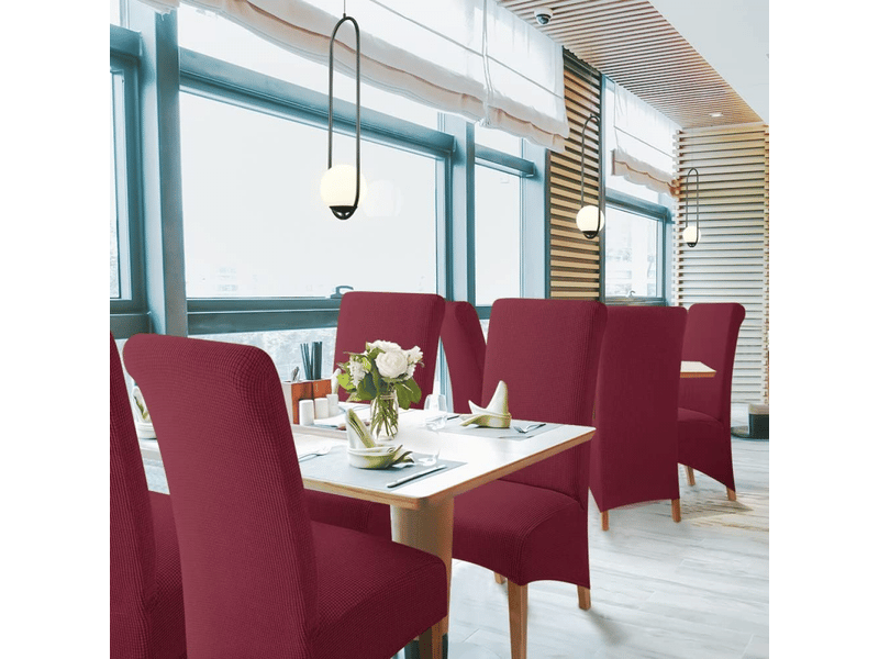  Ensemble deux pièces bordeaux - housses de chaises de salle à manger taille xl, tissu jacquard extensible, amovibles et lavables, design universel, c XLH-ZLS-009205ZLS - Conforama E