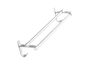 Porte-serviettes double tige, aluminium, murale, blanc argenté, 60cm, sans perforation