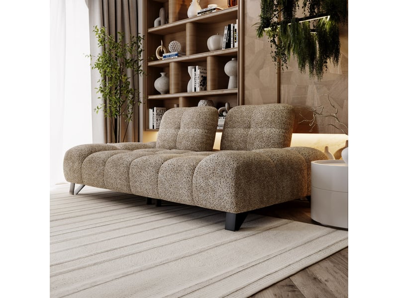Canapé 2 places avec dossier amovible en tissu taupe foncé - Conforama E
