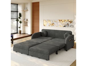 Canapé droit convertible <strong></strong> <strong>Fay Lum</strong> 2 places Tissu gris