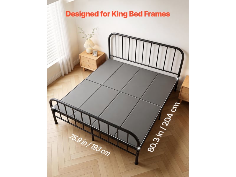  Vevor sommier à lattes pliable 204x193 cm king size planche de lit bunkie  - Conforama B