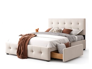 Lit avec rangement 140x200 cm coloris beige