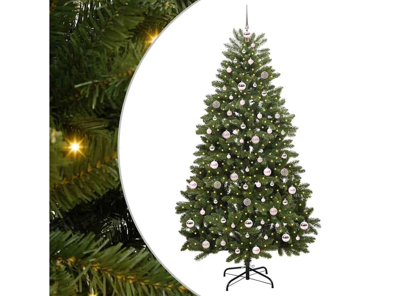  Sapin de noël - arbre de noël artificiel 210 cm 300 led blanc chaud vert  - Conforama A