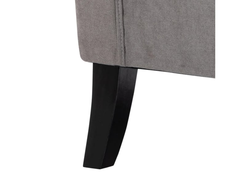 Fauteuil à oreilles 74 x 86 x 102 cm en polyester gris avec pieds en bois noir chicfurn - Conforama E