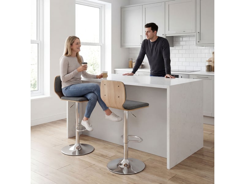  Lot de 2 tabourets de bar chaises de bar réglable en hauteur dossier repose-pieds pivotant 360° 41x47,5x81-102cm gris  - Conforama D