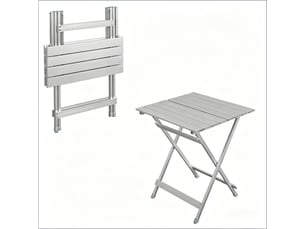 Table pliante portable en aluminium avec patins antidérapants, argenté