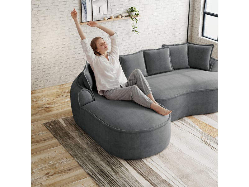  Canapé droit 4 places en tissu gris, 320 cm, sans montage W3325S00288 - Conforama D