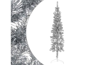 Demi sapin de noël - arbre de noël artificiel mince avec support argenté 120 cm