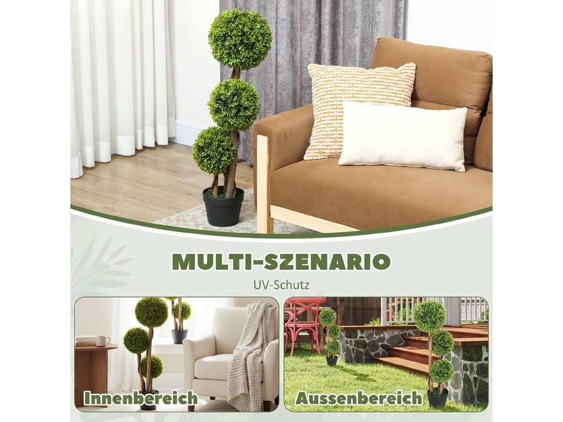  Lot de 2 buis artificiels en pot h 90 cm vert et noir  - Conforama E