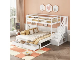 Lit superposé 90x200 cm <strong>MEULVA</strong>  <strong></strong> coloris blanc