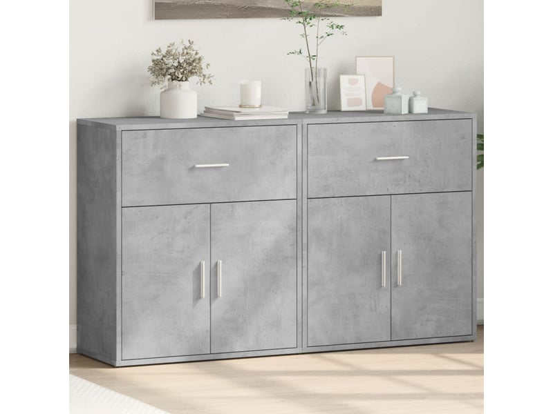  Buffets 2 pcs - bahut - meuble de rangement gris béton 60x31x70 cm bois d'ingénierie  - Conforama C
