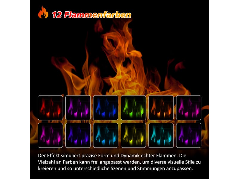 Homavo 23'' cheminée électrique, flamme 3d, télécommande, minuterie, sécutité surchauffe, meuble brun inclus - Conforama D