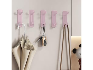 Crochets muraux autocollants, roses, sans trou, étanches et pratiques, 5 pièces