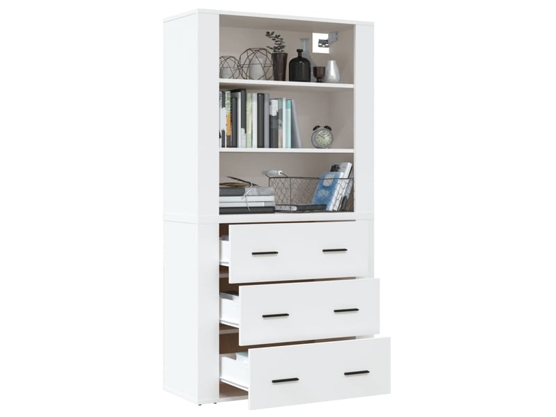  Buffet haut - bahut - meuble de rangement blanc bois d'ingénierie  - Conforama E