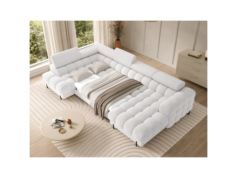  Canapé panoramique convertible blanc angle gauche feraria 358x93x202cm  - Conforama B