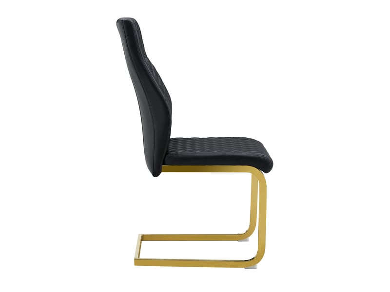  Lot de 2 chaises de salle à manger en similicuir pu noir et métal doré W3658P391056 - Conforama B