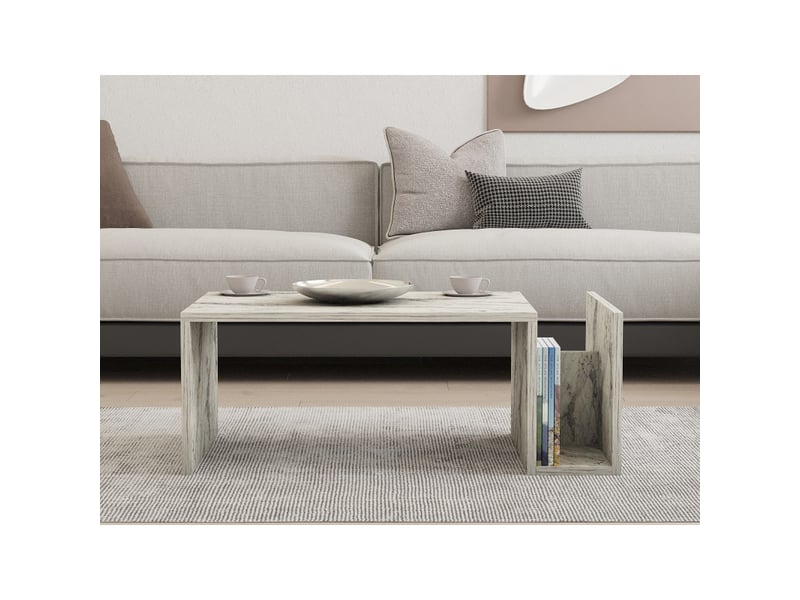  Table basse mdf effet marbre freesia - l86,8 x h32,4 x p50 cm - design moderne  - Conforama C