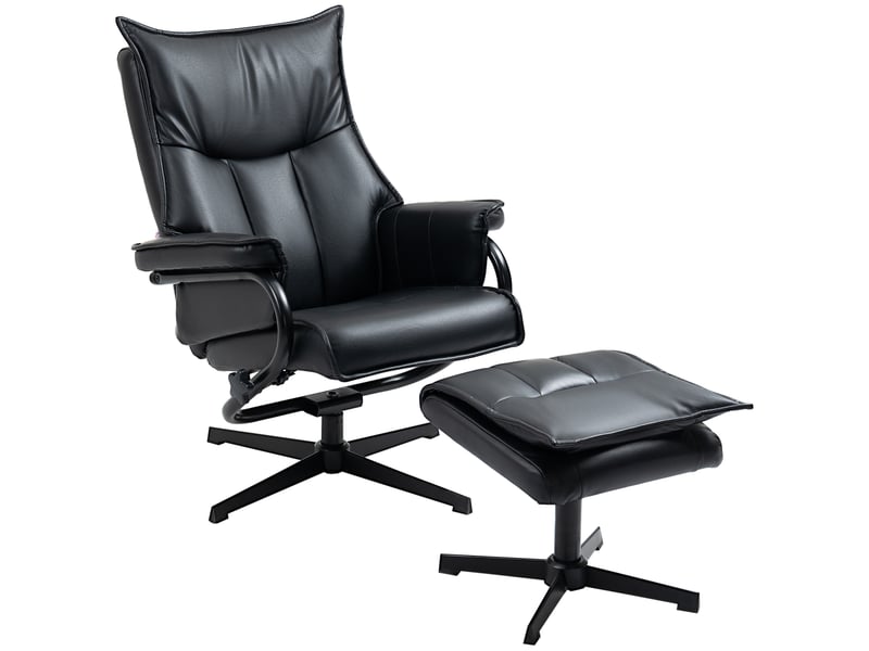  Fauteuil inclinable avec repose-pieds, pivotant, dossier inclinable, structure en acier, noir  - Conforama B