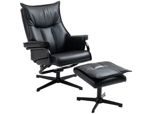 Fauteuil inclinable avec repose-pieds, pivotant, dossier inclinable, structure en acier, noir