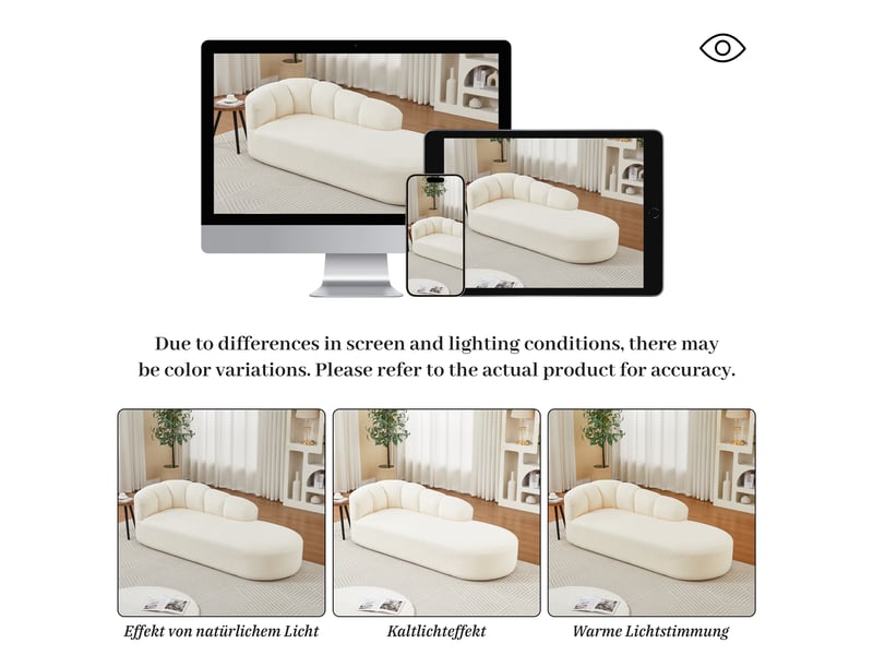  Fauteuil relax sans accoudoirs à dossier ondulé  - assise rembourrée, chenille - beige  - Conforama E