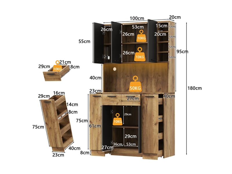  Colonne de cuisine, 100x40x180 cm, bicolore cao-N635P4590969798N-conf-NEW - Conforama D