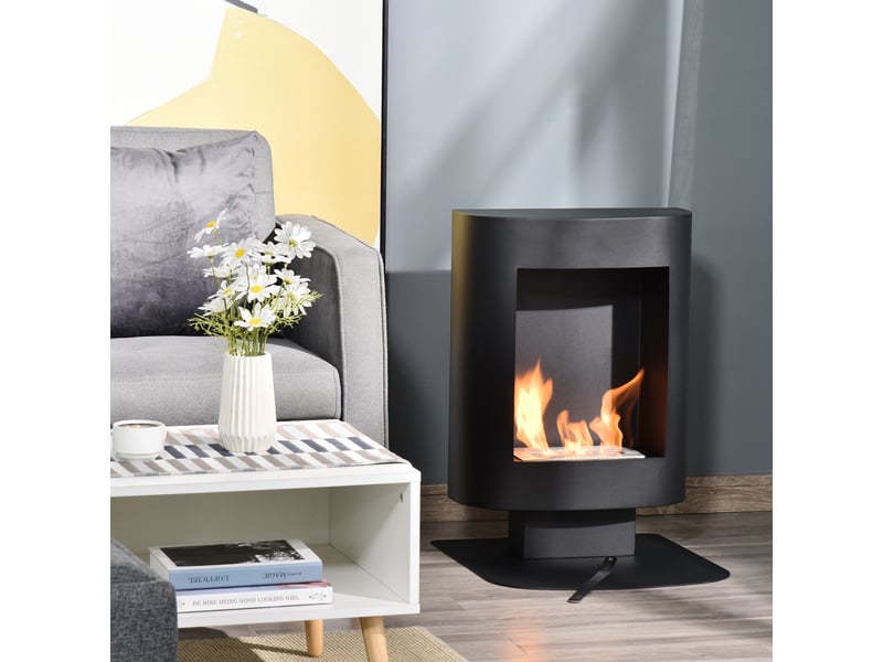 Cheminée noire au bioéthanol sur pied, réservoir 0,9 l, 20 m², 46,5 x 53 x 65 cm - Conforama C