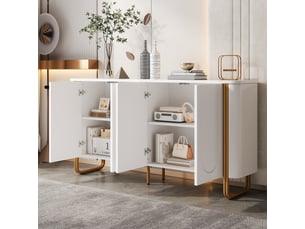 Buffet 4 porte(s) 0 tiroir(s) MERAX - 160 cm coloris blanc