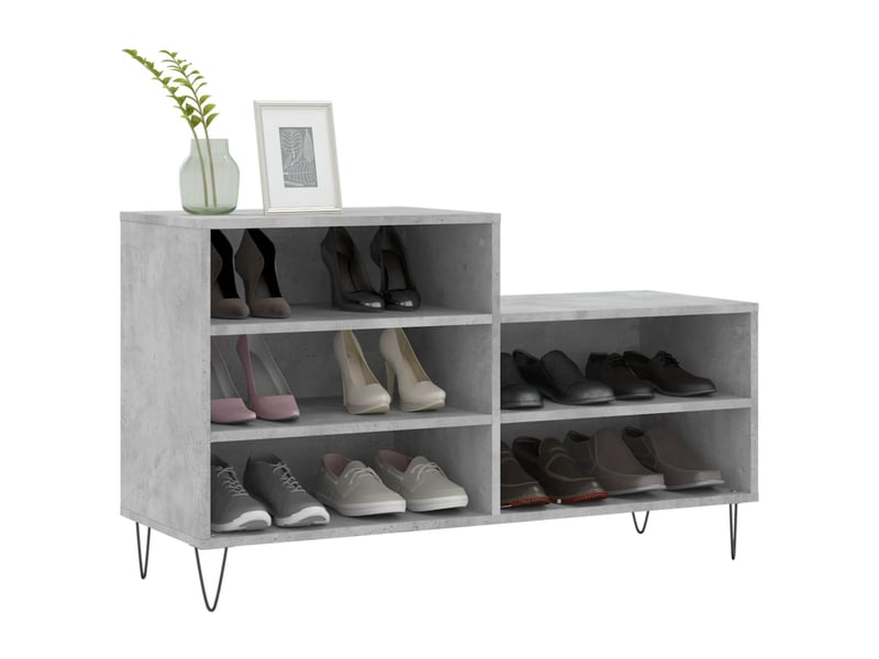  Meuble à chaussure, armoire à chaussures gris béton 102x36x60 cm bois d'ingénierie shl2056  - Conforama C