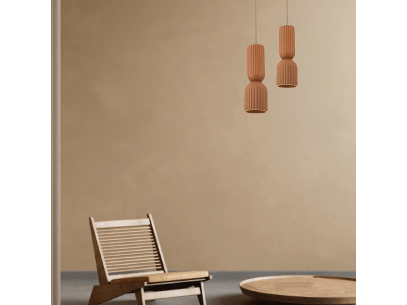  Zambelis arcadia suspension arcadia slim, couleur terre cuite-noir sable, 1 x e27 led  - Conforama B
