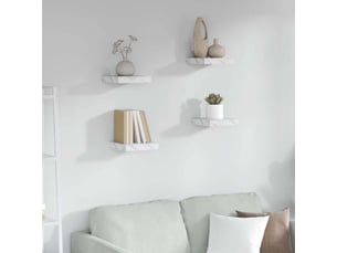 Lot de 4 étagères murales, étagères flottantes, étagères suspendues marbre blanc 23 x 23,5 x 3,8 cm cf41869