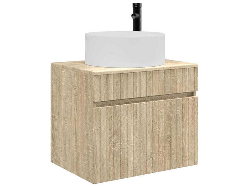  Cabinet salle de bain mural, meuble de rangement chêne sonoma 59x44.5x50 cm  - Conforama C
