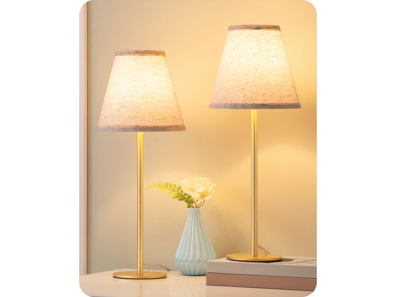  Lumiere led de table 2 lampes de chevet beige lin dore 2700k e27 4w 370618_AACUS27294_6_DROPFR - Conforama A